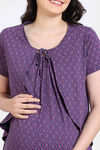 Zivame Maternity Petal Dreams Knit Cotton Full Length Nightdress - Medieval Blue — thumbnail 5